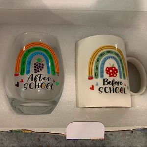 Before and After School Coffee Mug and Wine Glass